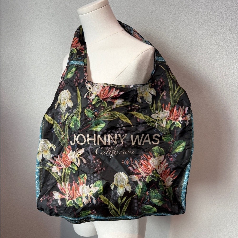 Johnny Was Black and Multicolor Floral Tote